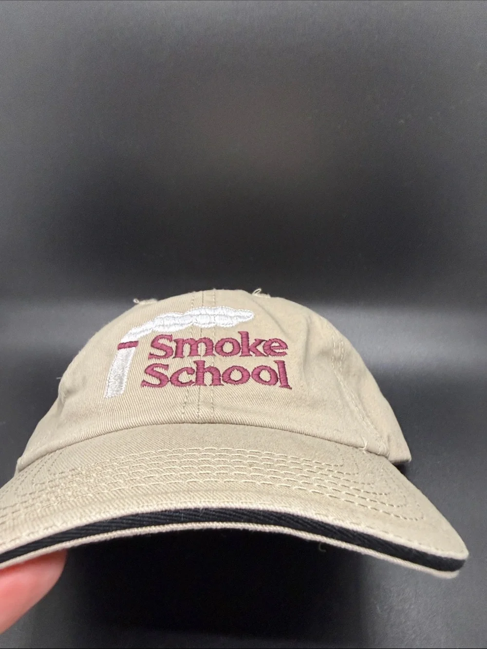 Port and Company 100% Cotton Baseball Hat Smoke School Velcro Back